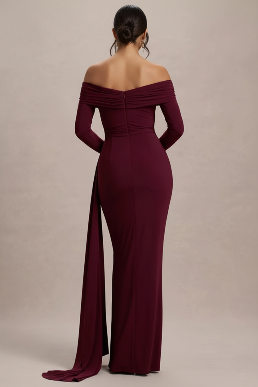 One-Shoulder Ruched Maxi Dress