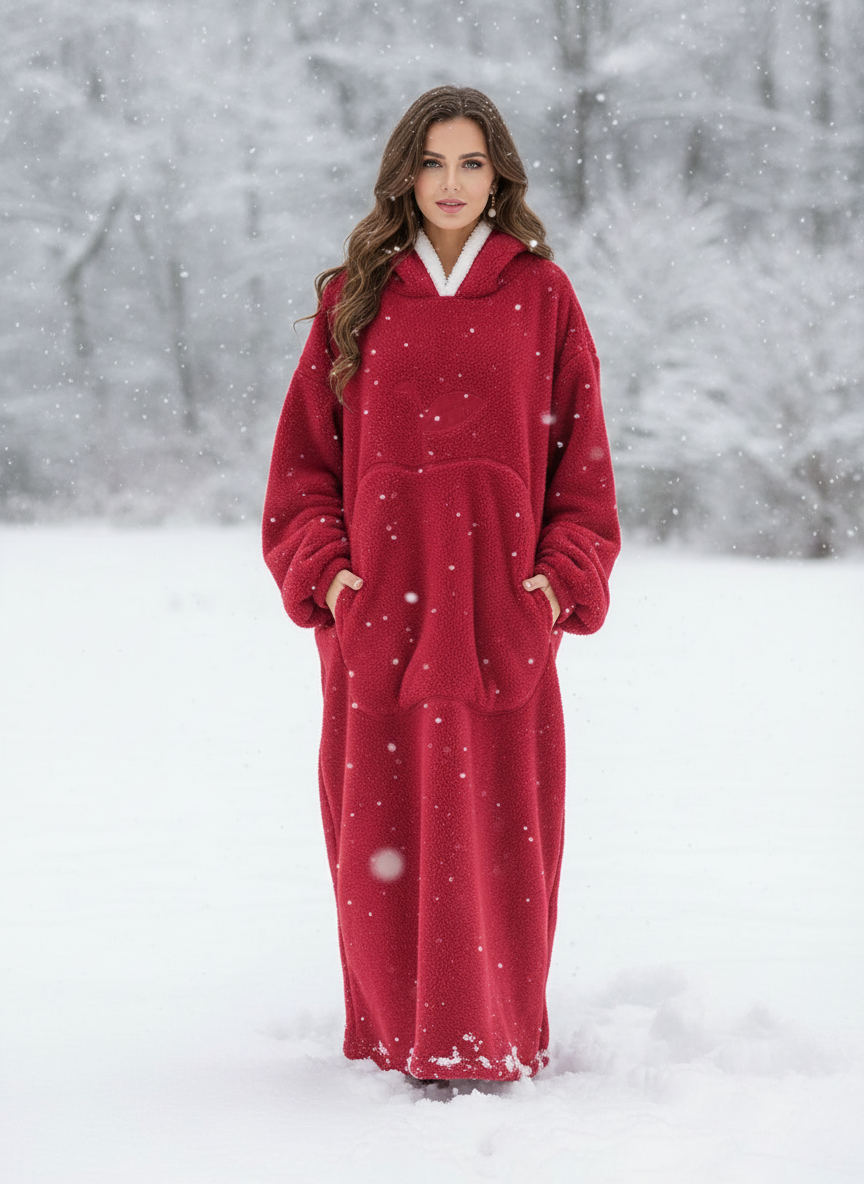 Pocketed Contrast Long Sleeve Hooded Lounge Dress